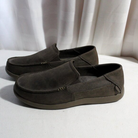 NWOB CROCS Santa Cruz 2 Luxe Leather Triple Comfort Brown Loafers, Mens 9 - Picture 1 of 7